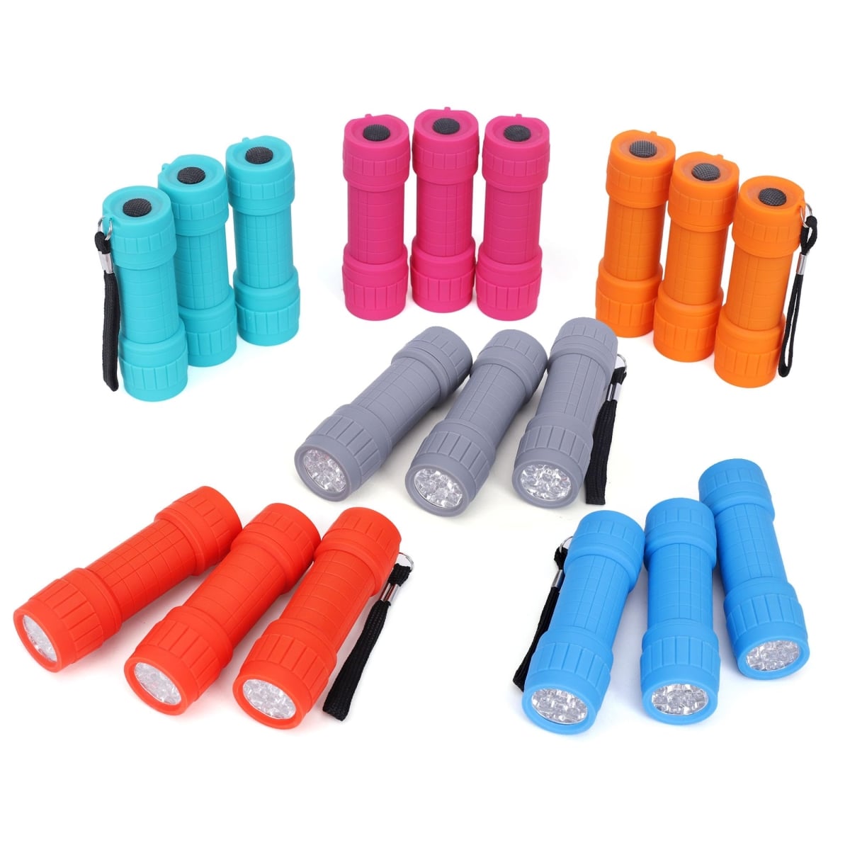 NT87565 FASTPRO 9-LED Mini Flashlights Set with Pre-Installed AAA Batteries, Pack of 18