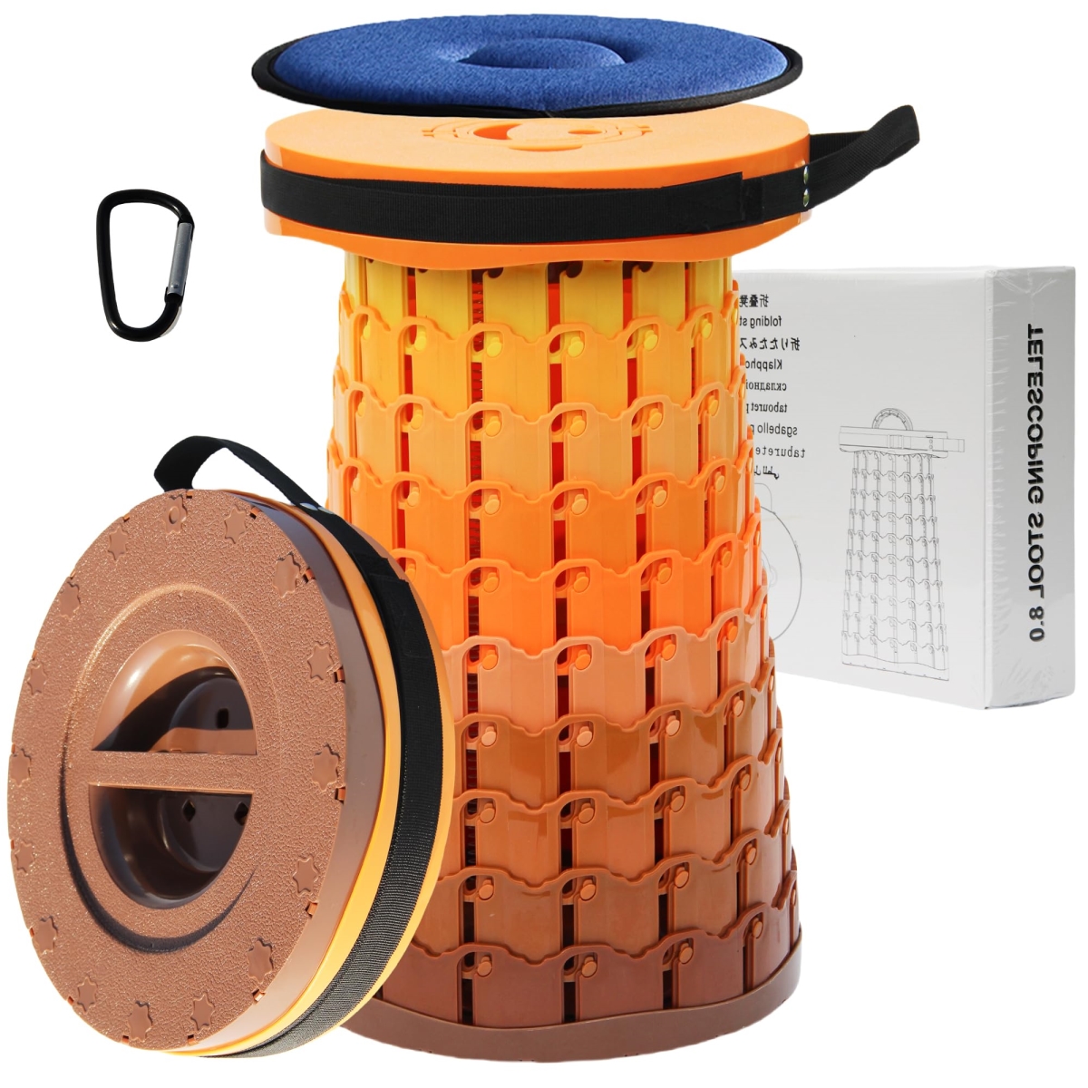 NT87584 ALEVMOOM Upgraded XXL 50 Portable Collapsible Stool with Cushion, Telescoping Folding Stool for Adults