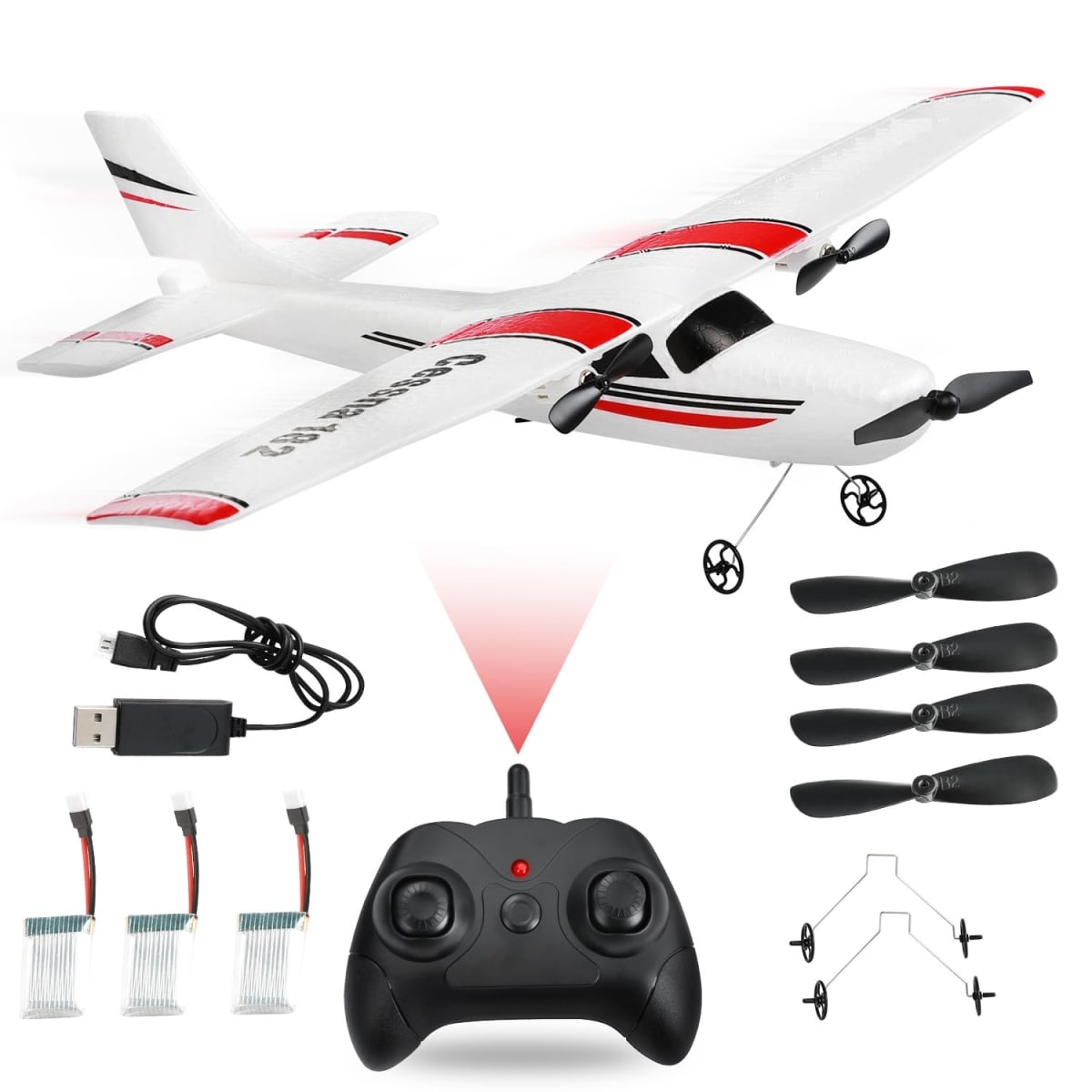 NT87657 Remote Control Airplane, 2.4 Ghz 2 Channel RTF with 3-Axis Gyro for Beginner