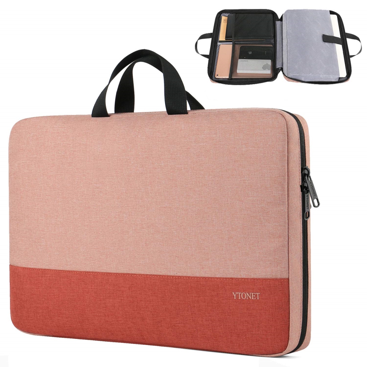 NT87668 15.6 in. Ytonet Laptop Sleeve Case, Water Resistant, Coral Pink