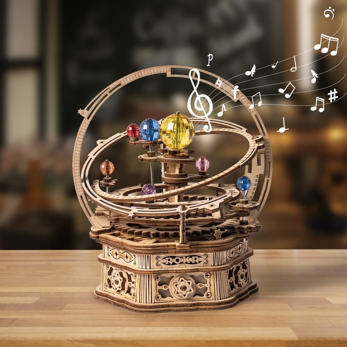 NT87674 ROKR 3D Wooden Puzzle Mechanical Music Box-Starry Night