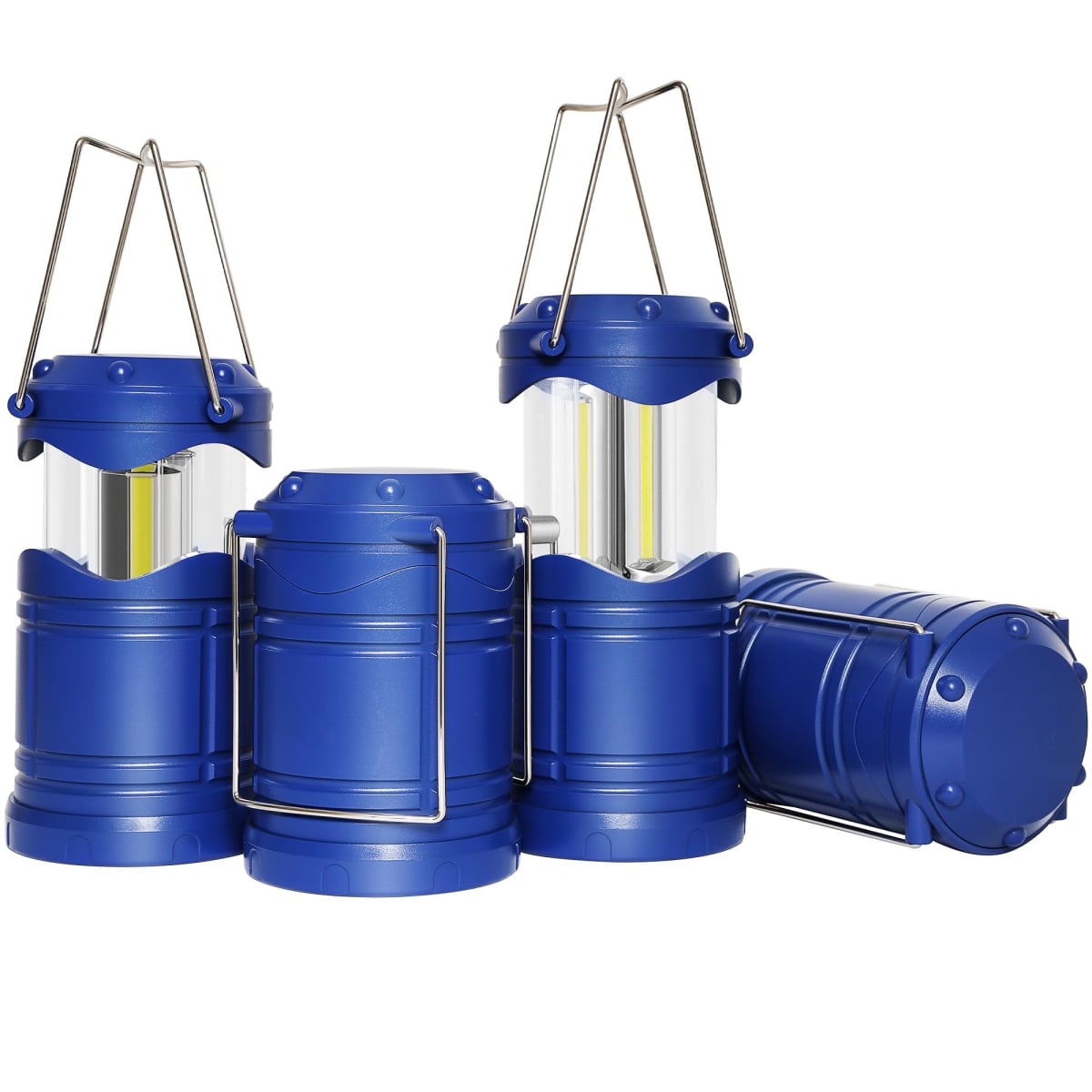 NT87739 Lichamp LED Camping Lantern Battery Powered Flashlights for Home, Outdoor, Emergency Use, Blue - Pack of 4