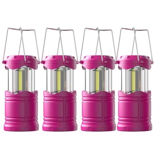 NT87758 Lichamp LED Camping Lantern Battery Powered Flashlights for Home, Outdoor, Emergency Use, Pink - Pack of 4