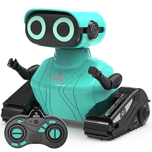 NT87805 GILOBABY Remote Control Robot Toys for Kids with LED Eyes, Flexible Head & Arms, Dance Moves, Music - Blue