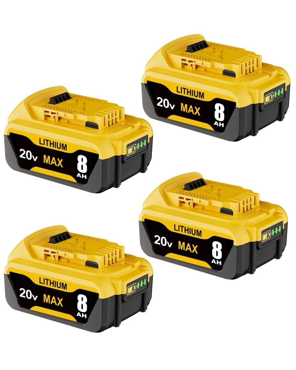 NT87872 8.0Ah Replacement for Dewalt 20V MAX Lithium-ion Battery - Pack of 4