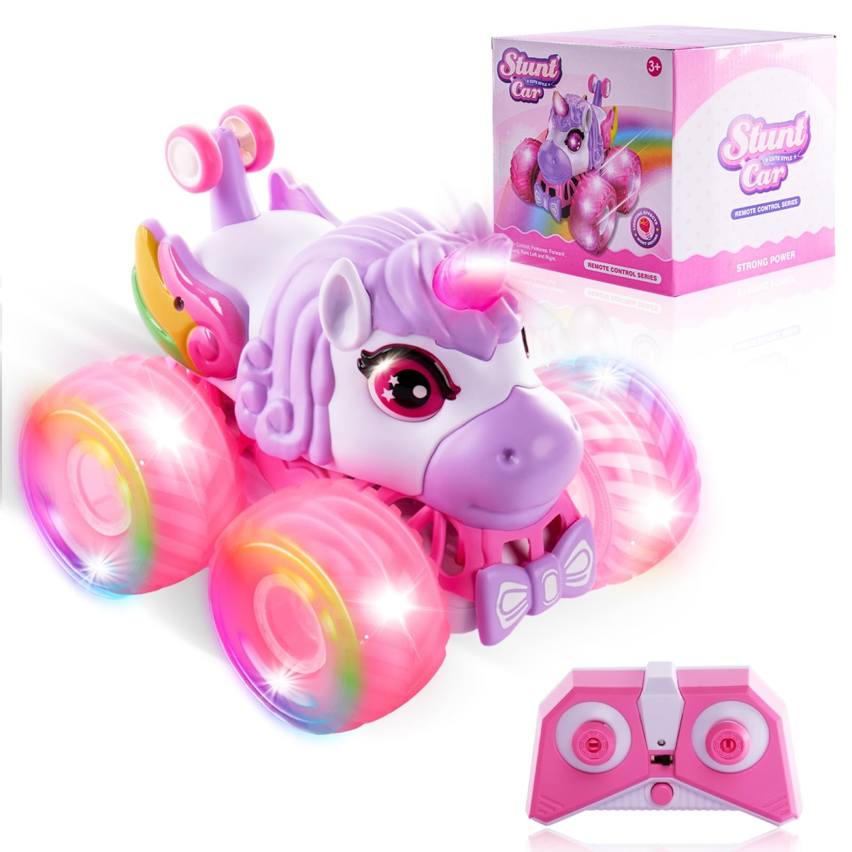 NT87882 Remote Control Unicorn Monster Truck for Girls with LED Lights & Music - Pink