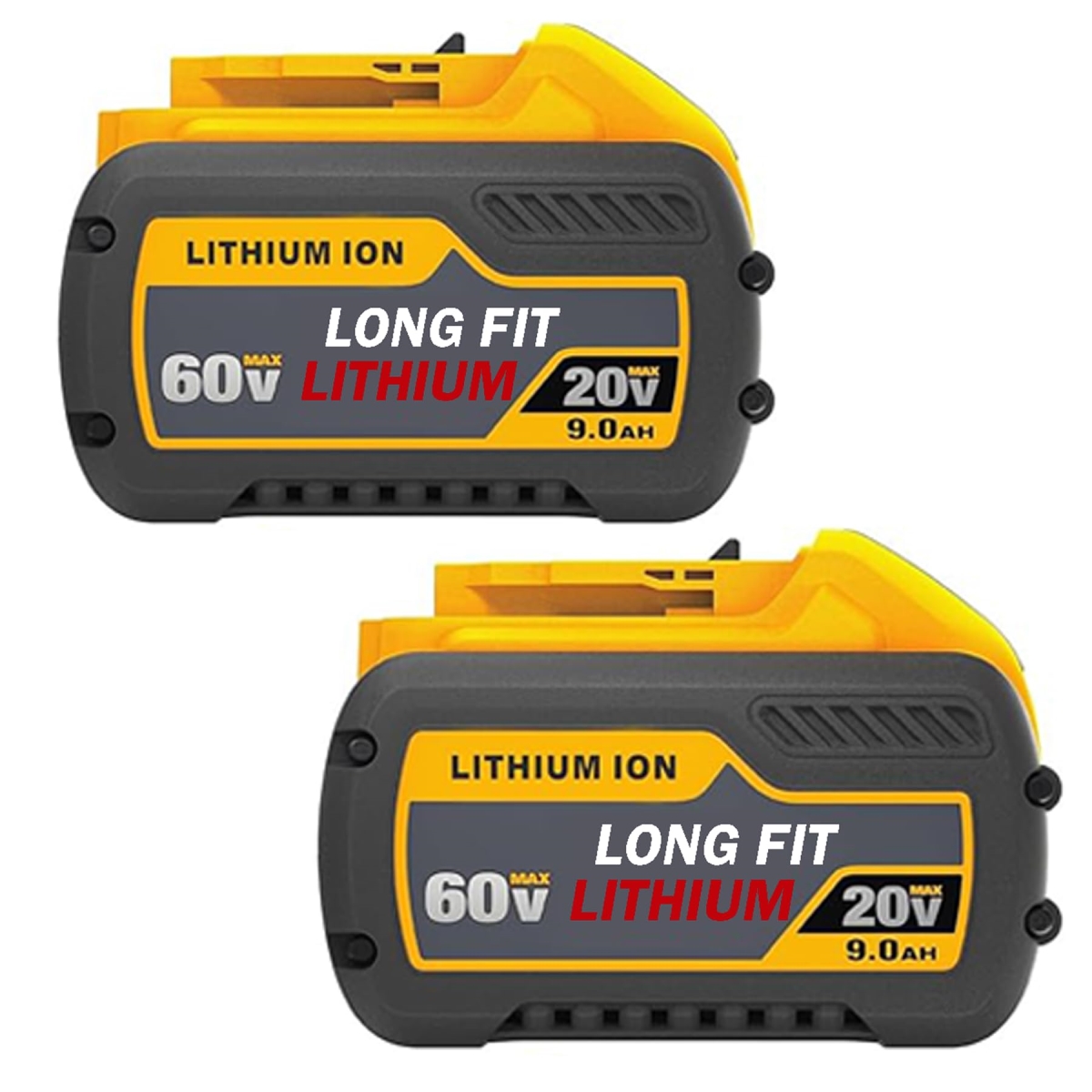 NT88053 LONG FIT Replacement Battery for DeWalt DCB606 DCB609 20V-60V MAX 9.0Ah - Pack of 2