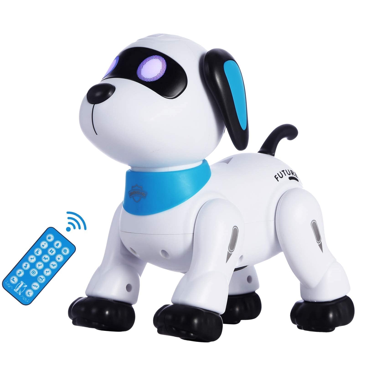 NT88077 Remote Control Robot Dog Toys - Programmable Smart Robot for Kids 3 Plus, Interactive with LED Eyes - Blue
