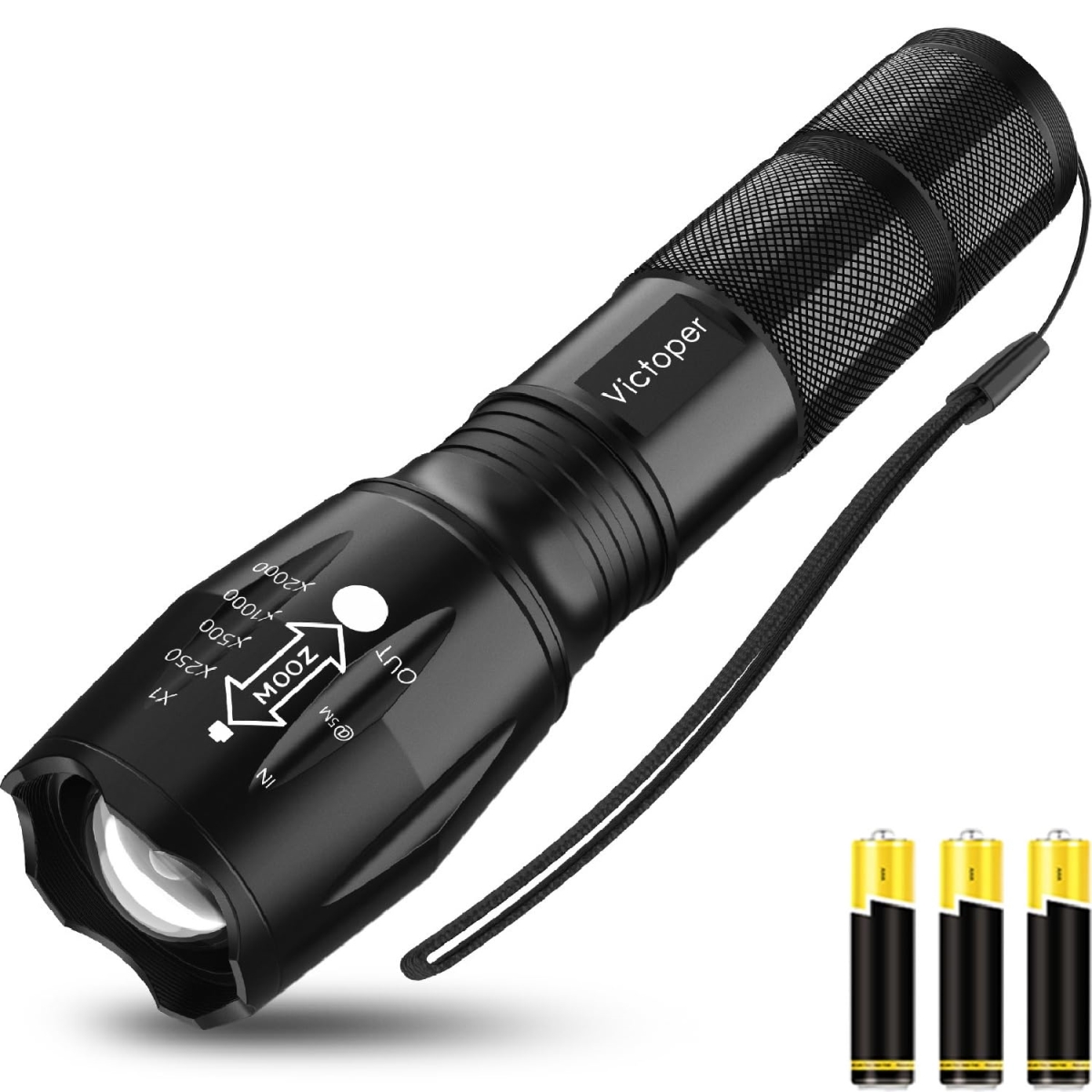 NT83801 Victoper Work Light, Bright Tactical Flashlights High Lumens with 5 Modes, Waterproof Focus Zoomable Flash Light