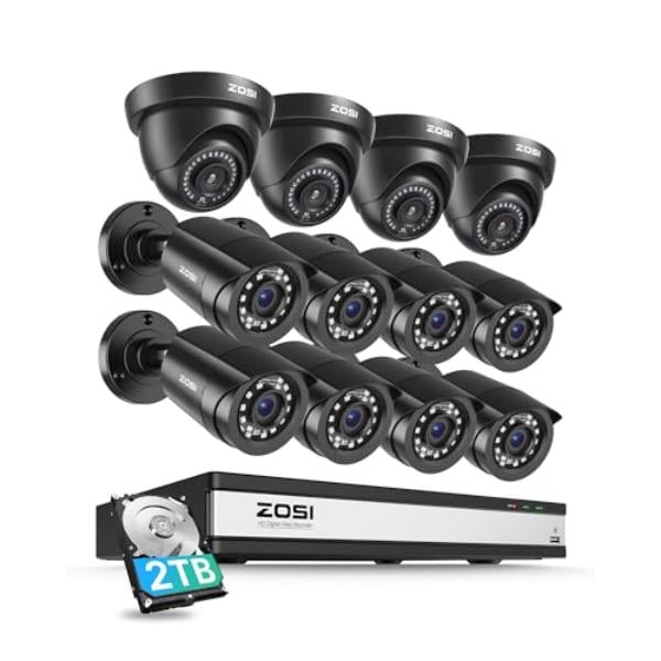 NT83886 ZOSI 16 Channel 3K Lite Security Camera System with 2TB HDD & 1080P Camera - 12 Piece