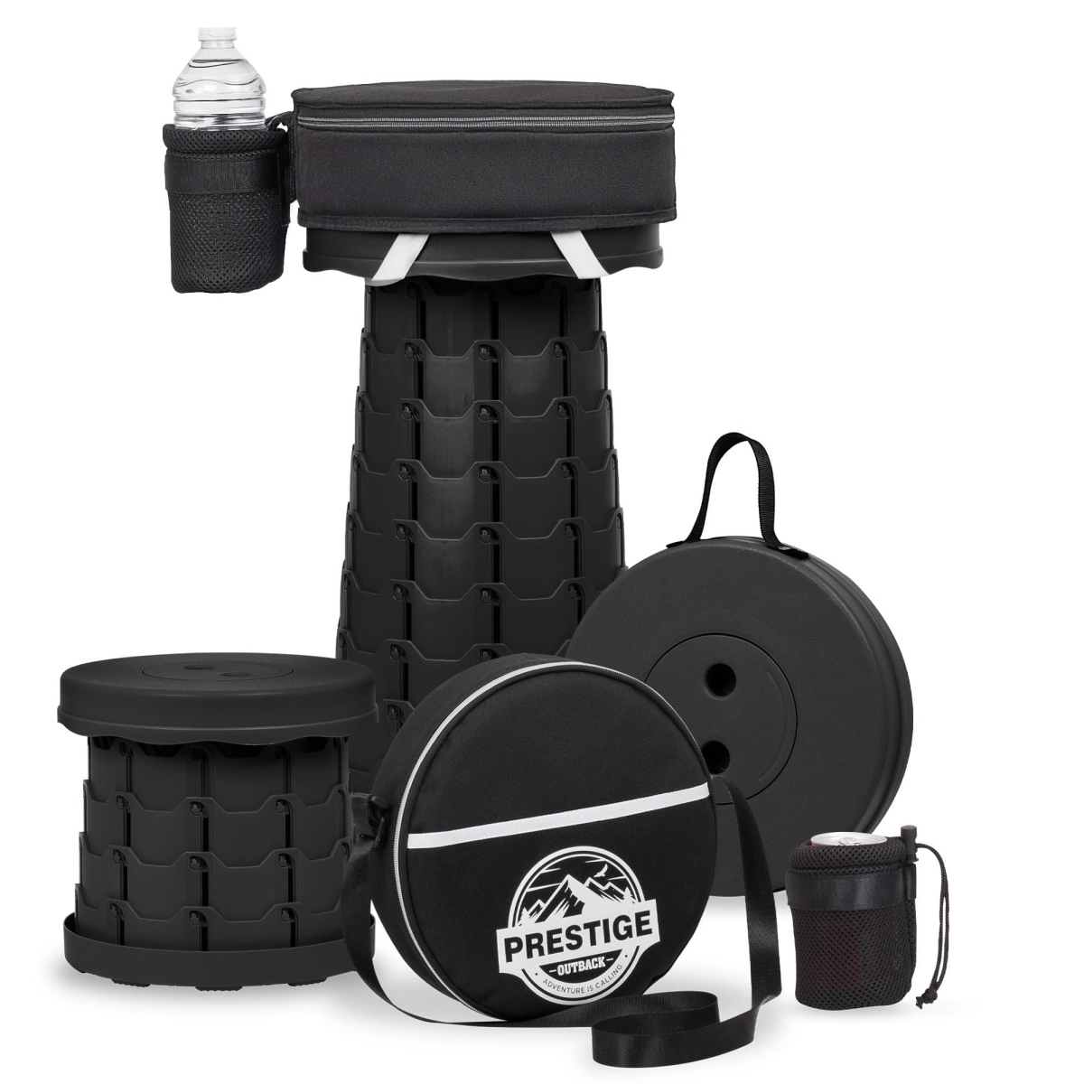 NT83901 Collapsible Stool with Cushioned Carry Case, 400 lbs Max Weight, Portable Retractable Camping Stool