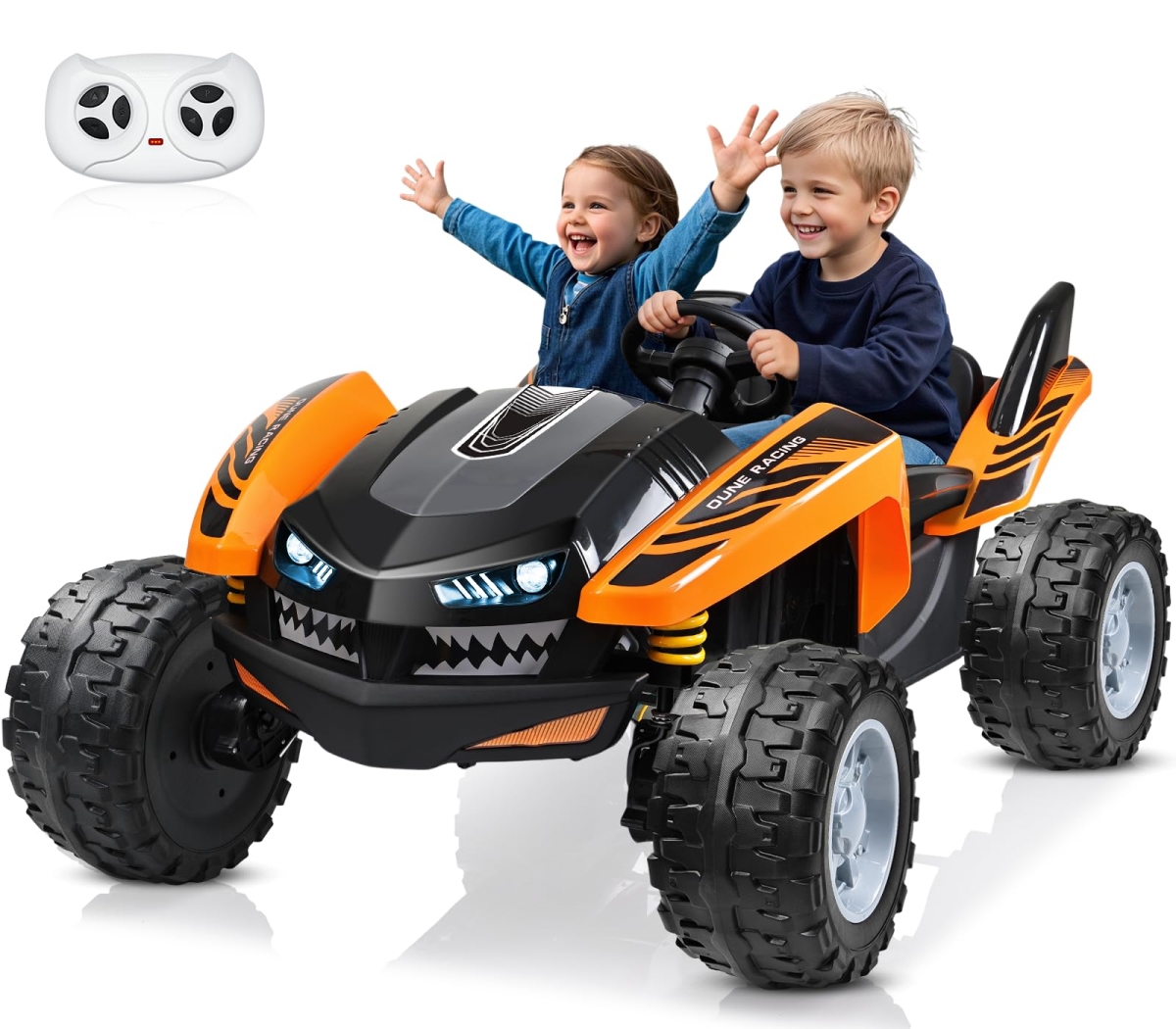 NT83927 ANPABO 24V Ride On Toys for Big Kids, 2 Seater, Off-Road UTV with EVA Tires, Remote Control, Bluetooth - Orange & Black