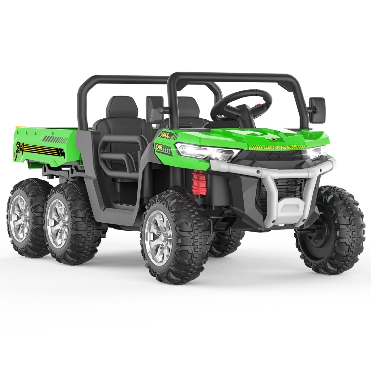 NT83936 Hetoy 24V 2-Seater Ride On Dump Truck with Parent Remote Control, 4WD 6-Wheel Electric Car for Big Kids - Age 3 Plus
