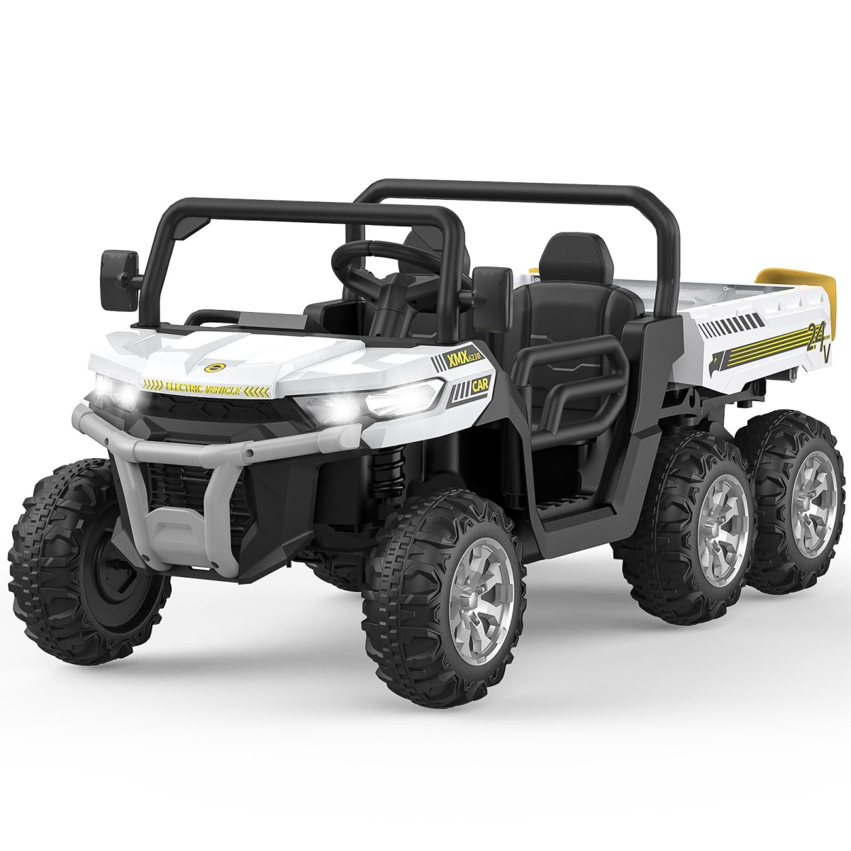 NT83939 Hetoy 24V 2-Seater Ride On Dump Truck with Parent Remote Control, 4WD 6-Wheel Electric Car for Kids, UTV Style