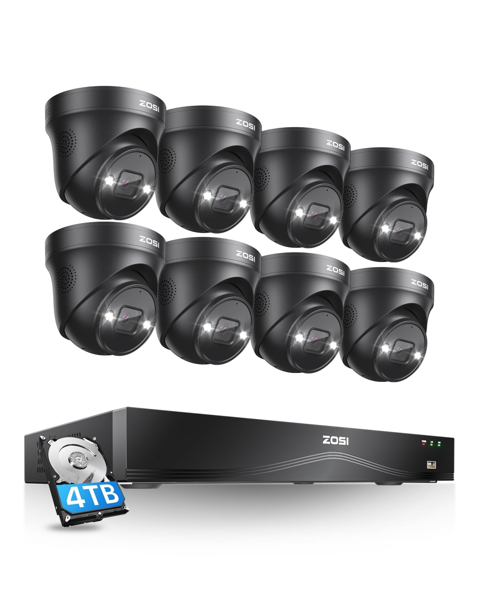 NT84149 ZOSI 16 Channel 4K PoE Security Camera System with 4TB HDD & 8MP Camera - 8 Piece