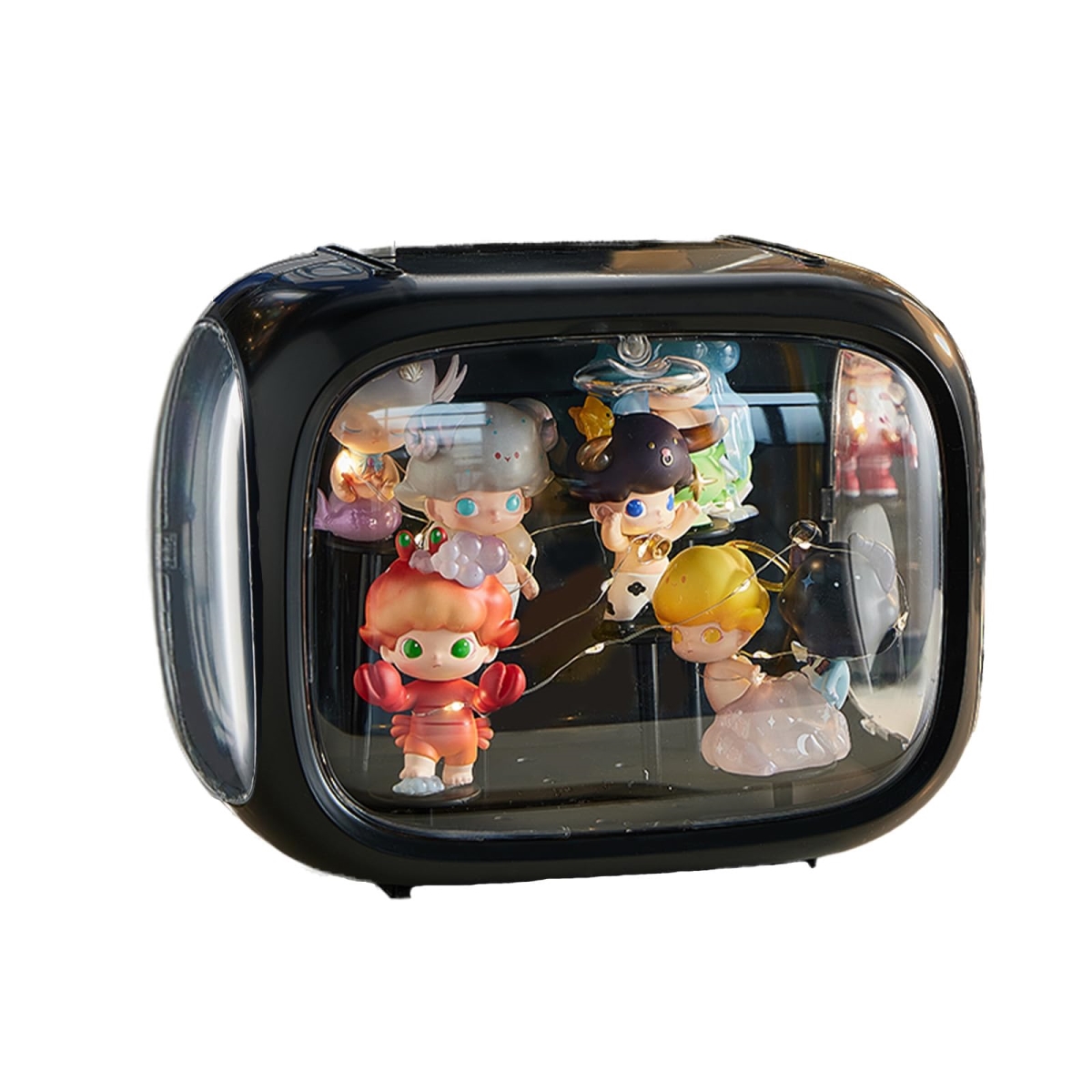 NT84302 Display Case for Figure with Light Adjustable Stand, Clear Acrylic Box with Door, Dust & Moisture Proof - Black