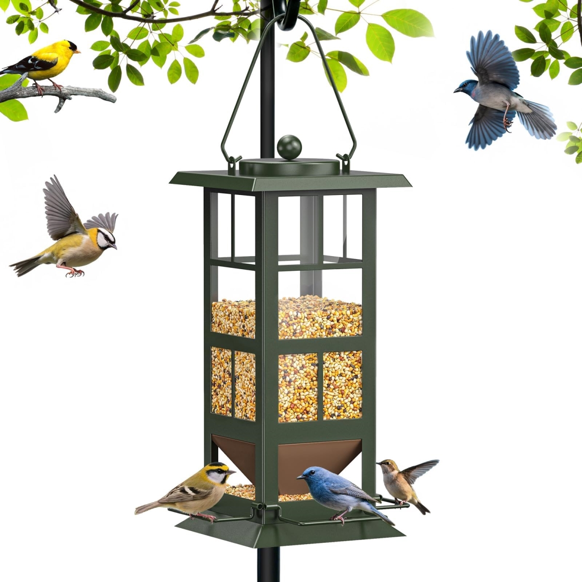 NT84367 Wildpark Metal Hanging 4 Port Bird Feeder for Outdoors