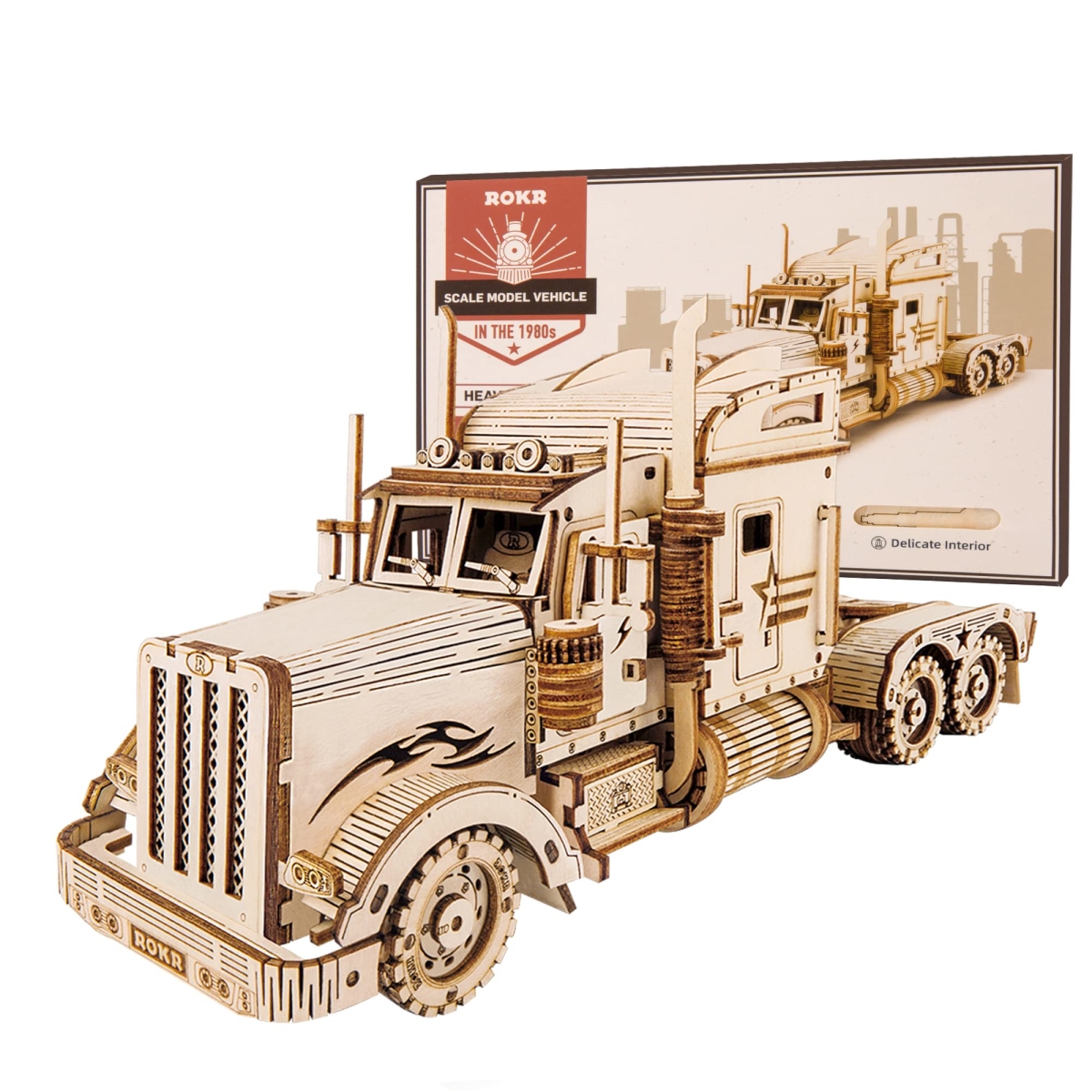 NT84722 ROKR 3D Wooden Puzzle Mechanical Car Model Kit