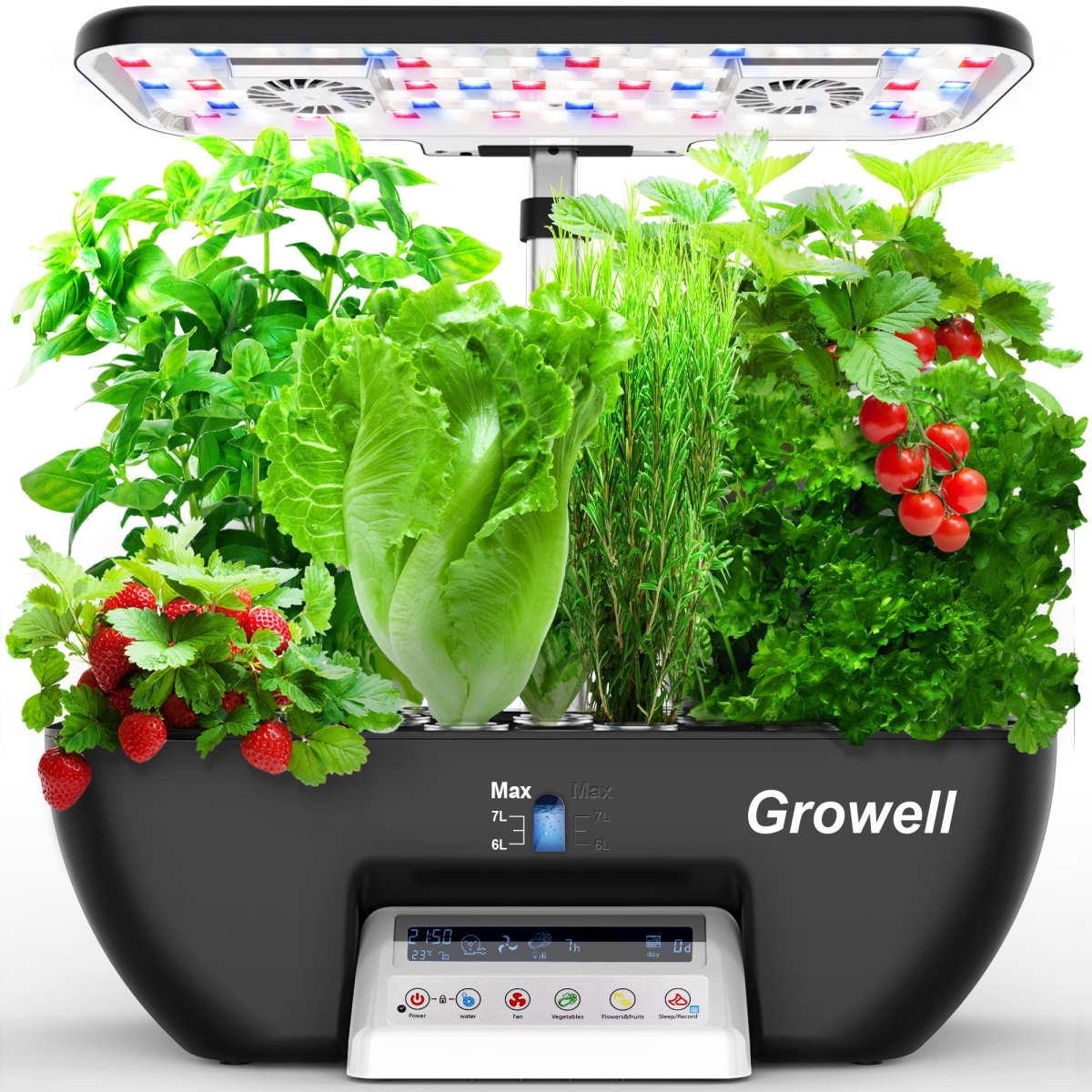 NT84748 Hydroponics Growing System Kit, 17 Pods Herb Garden with Full-Spectrum Grow Lights & Fans - Black & White