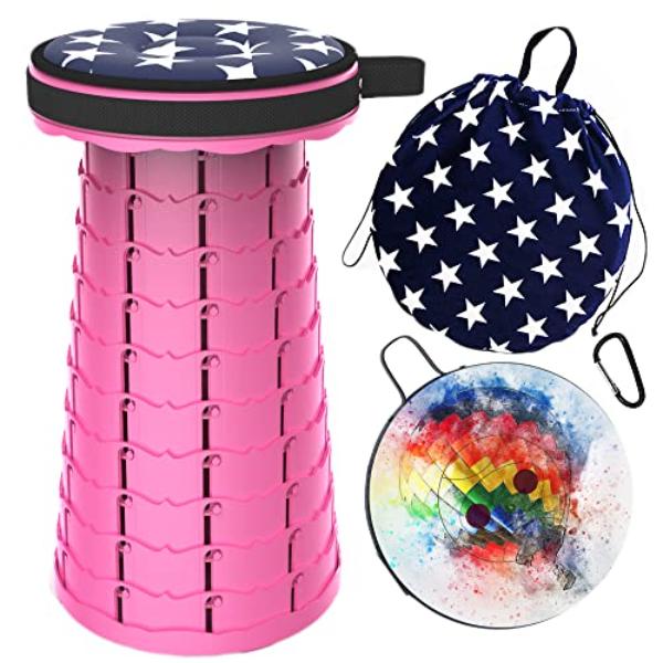 NT84850 ALEVMOOM Upgraded Telescoping Collapsible Stool with Cushion, Folding Portable Retractable Seat Max Load 550 lbs