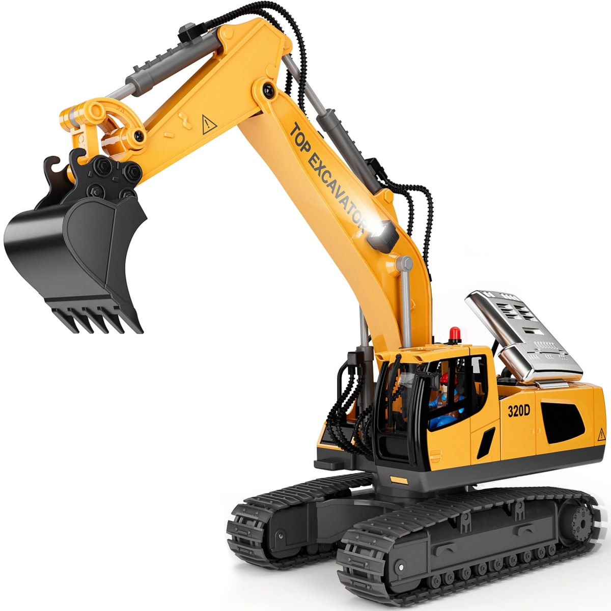 NT85109 Remote Control Excavator Construction Toys with Metal Shovel & Light, 11CH for Boys 3-12 Year Old