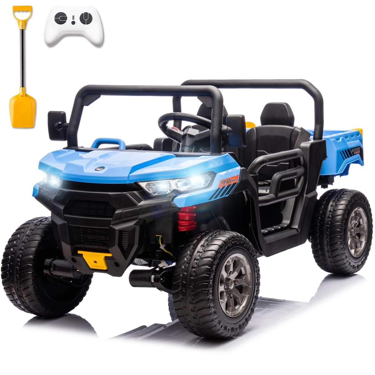 NT85245 Sopbost 2 Seater 24V Ride On Dump Truck with Remote Control, Electric Car for Kids, Blue