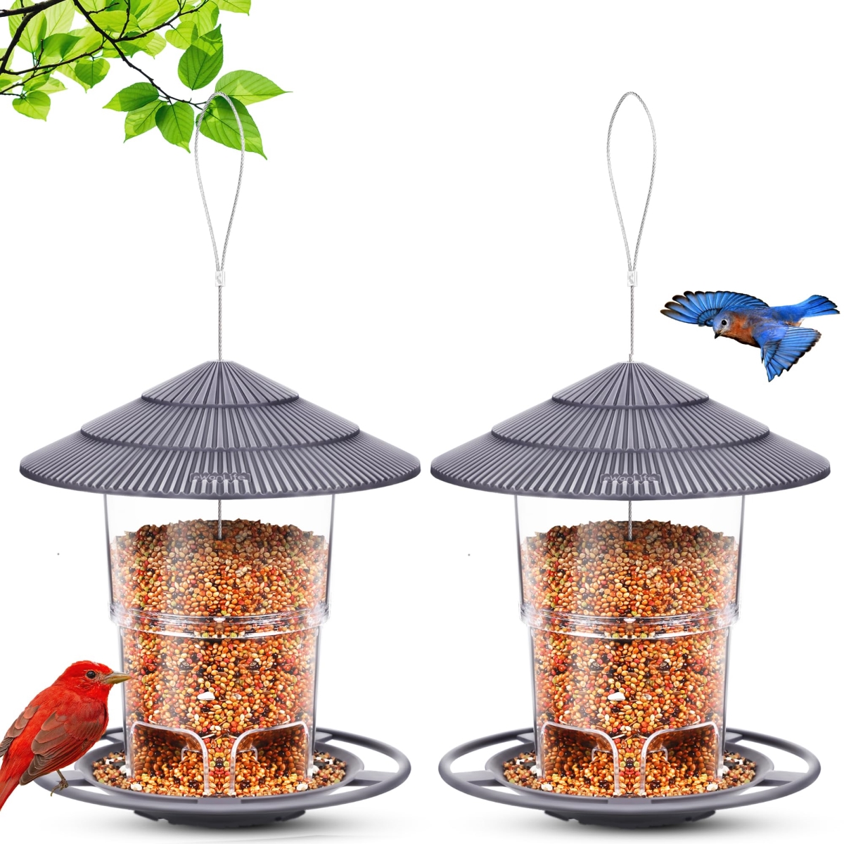 NT85266 EWonLife Bird Feeders for Outdoors with Adjustable Design & Sturdy Wire - Pack of 2