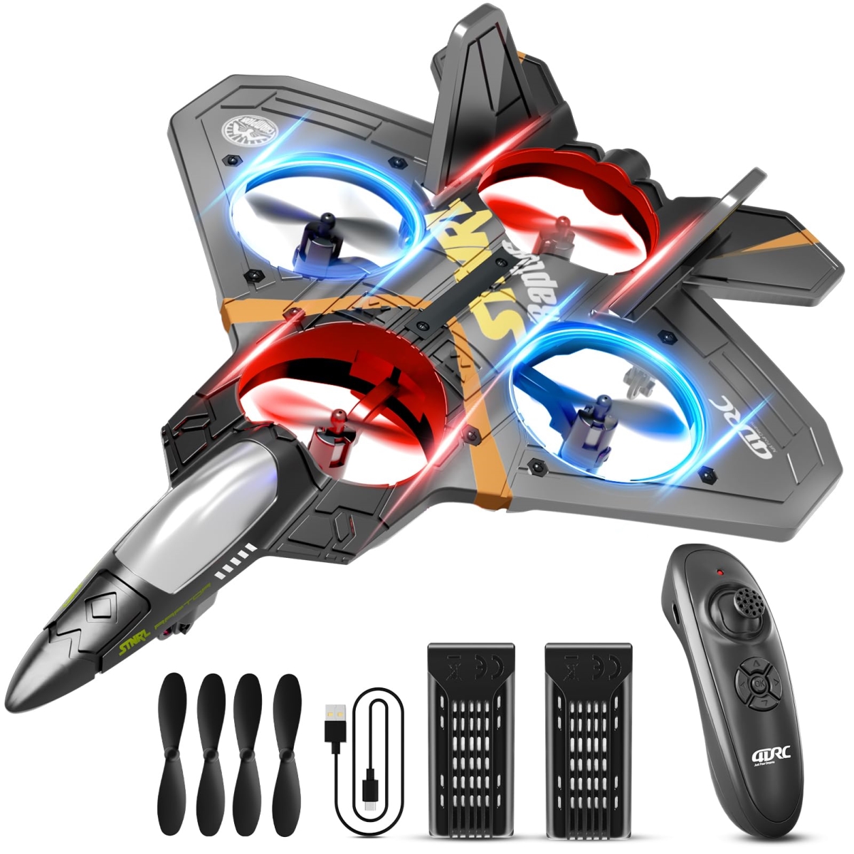 NT85300 4DRC V17 Foam Remote Control Airplanes Rc Plane with Light & 360 Deg Flip Fighter Jet Toys