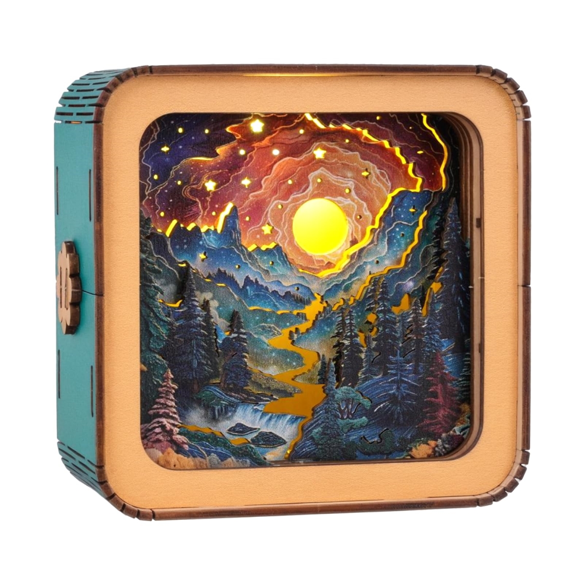 NT85331 WOODBESTS Wooden Puzzle 3D Nightlight Mysterious Forest DIY Crafts for Adults