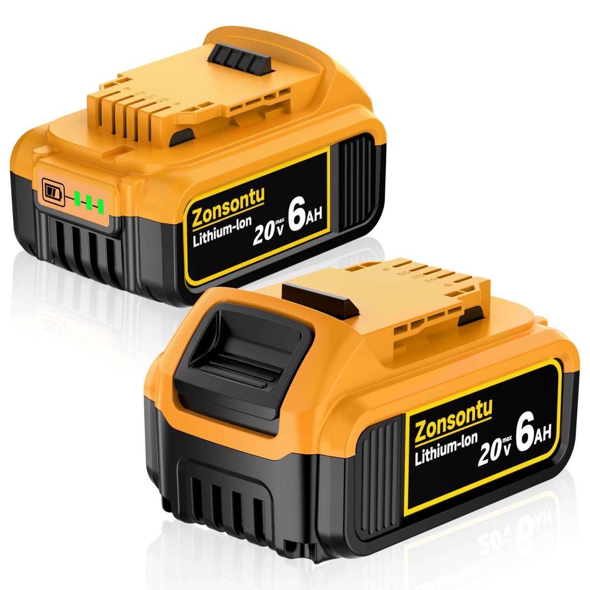 NT85603 20V 6.0Ah Max Battery for Dewalt DCB200 DCD-DCF-DCG Series Cordless Tools - Pack of 2