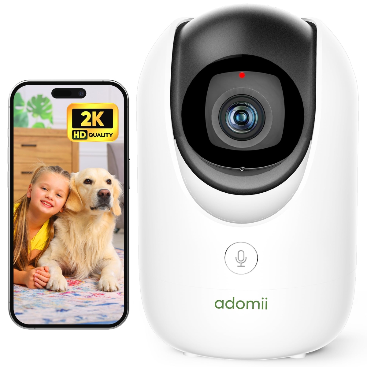 NT85808 Indoor Security Camera with 2K HD Video, Night Vision & Motion Detection
