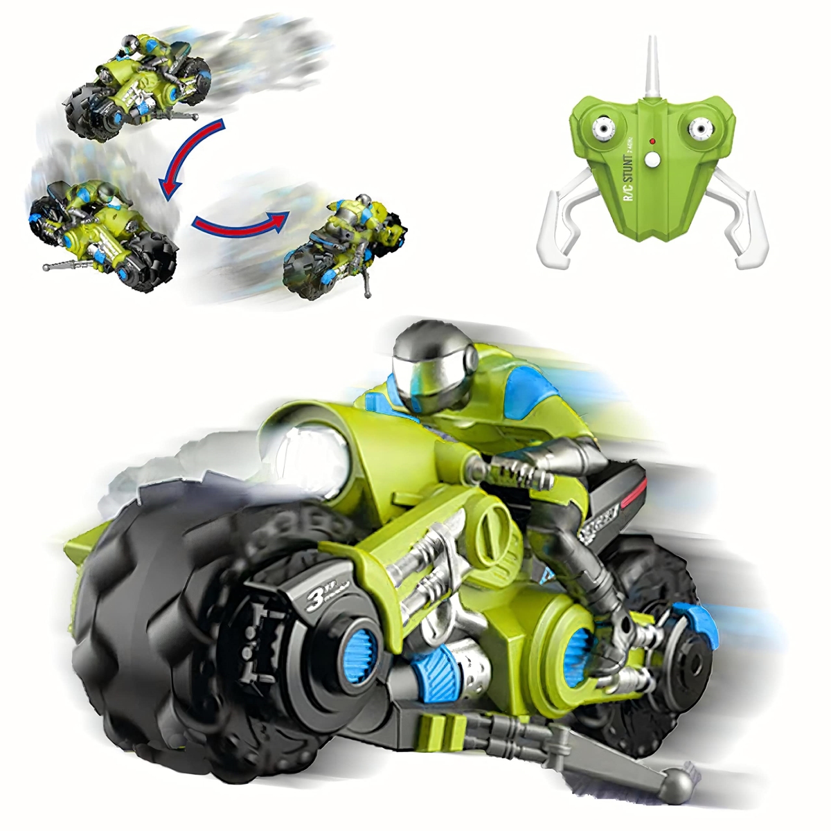NT85813 Liberty Imports 2.4 Ghz Remote Control Motorcycle Remote Control Stunt Drift Bike Racing Vehicle - Green