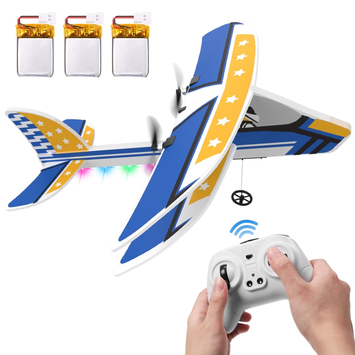 NT86041 DEERC Remote Control Plane - 2.4 Ghz Remote Control Airplane with 3 Batteries & 6-axis Gyro Stabilizer