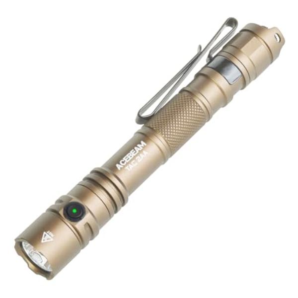 NT86073 ACEBEAM TAC 2AA EDC Tactical Dual Modes Rechargeable Flashlights, 1400 Lumens, Dual Switch Pocket LED