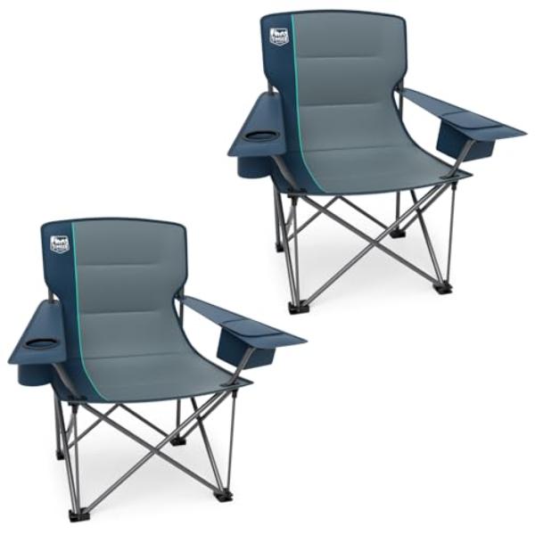 NT86129 TIMBER RIDGE Oversized Folding Camping Chair, Navy - Pack of 2