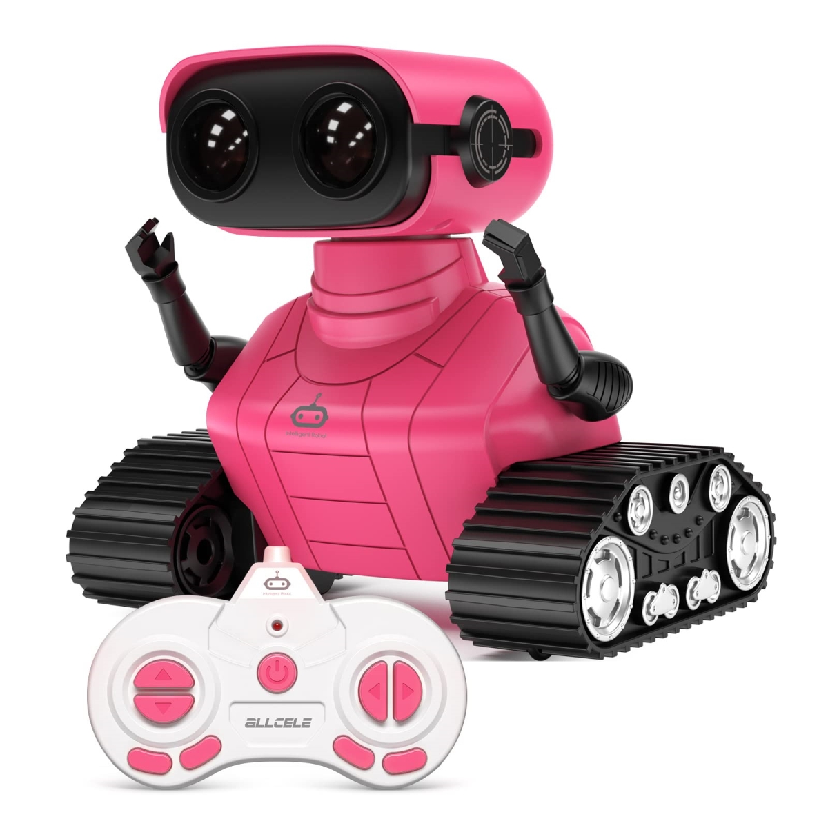 NT86167 ALLCELE Rechargeable Remote Control Robot Toys with Music & LED Eyes - Rose & Red
