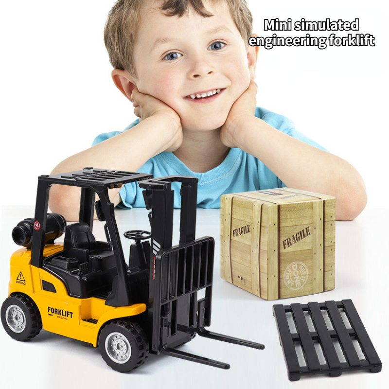 NT30967 Simulated Alloy Construction Engineering Forklift Childrens Mini Back Pull Truck