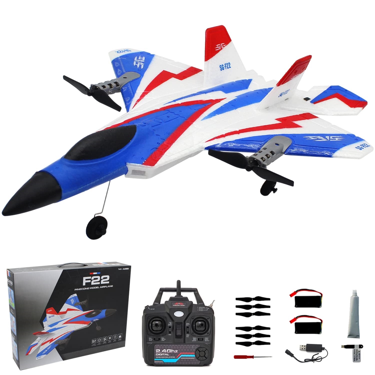 NT86764 F-22 Remote Control Plane 4 Channel Remote Control Airplane with XPilot Stabilization System