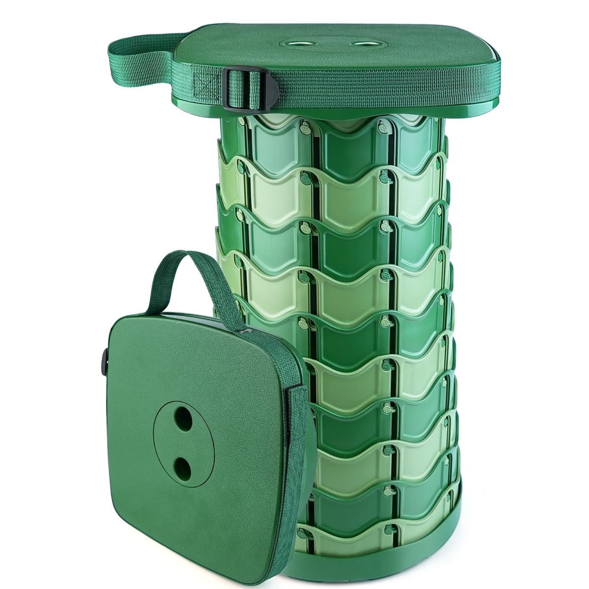 NT86780 Folding Stool Large Square Surface 550 lbs Load Capacity Collapsible Portable Telescopic Stool - Camouflage