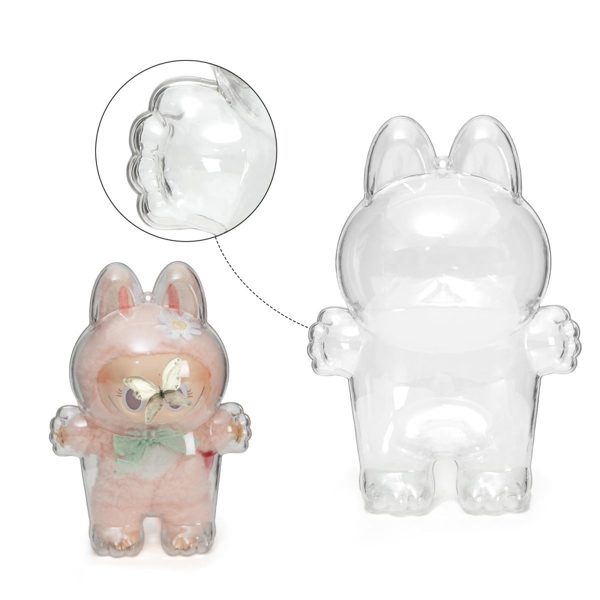 NT86924 Palm-Style Clear Figure Display Bag with Keychain for LABUBU