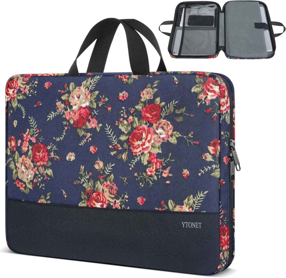 NT86932 15.6 in. Ytonet Laptop Sleeve Case with Handle, Water Resistant, Rose Pattern