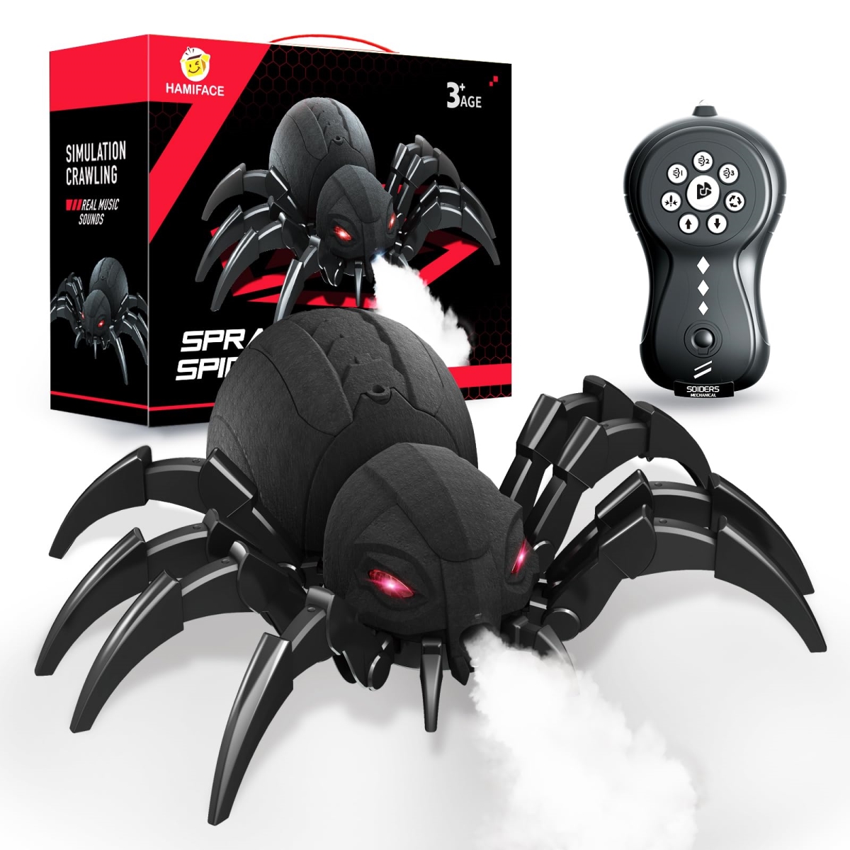 NT87143 Sumsync Realistic Remote Control Spider Robot, Remote Control Spider Toys with Spray, Light & Music