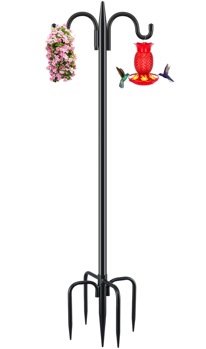 NT87296 Gtongoko Double Shepherds Hook, 77 in. Heavy Duty Bird Feeder Pole for Outdoor Use