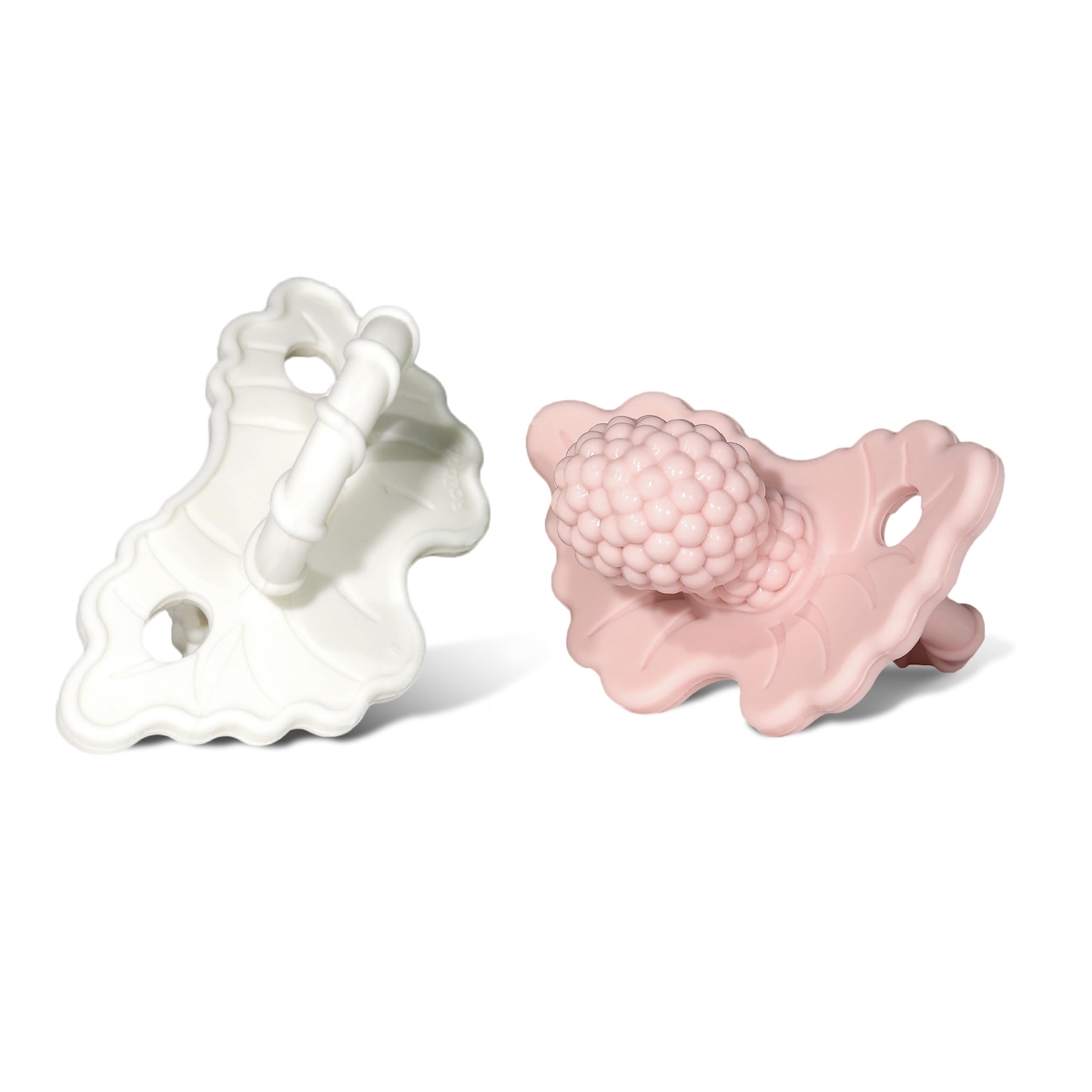 NT87518 RaZbaby Silicone Teether Pacifier, Pink & White - Pack of 2