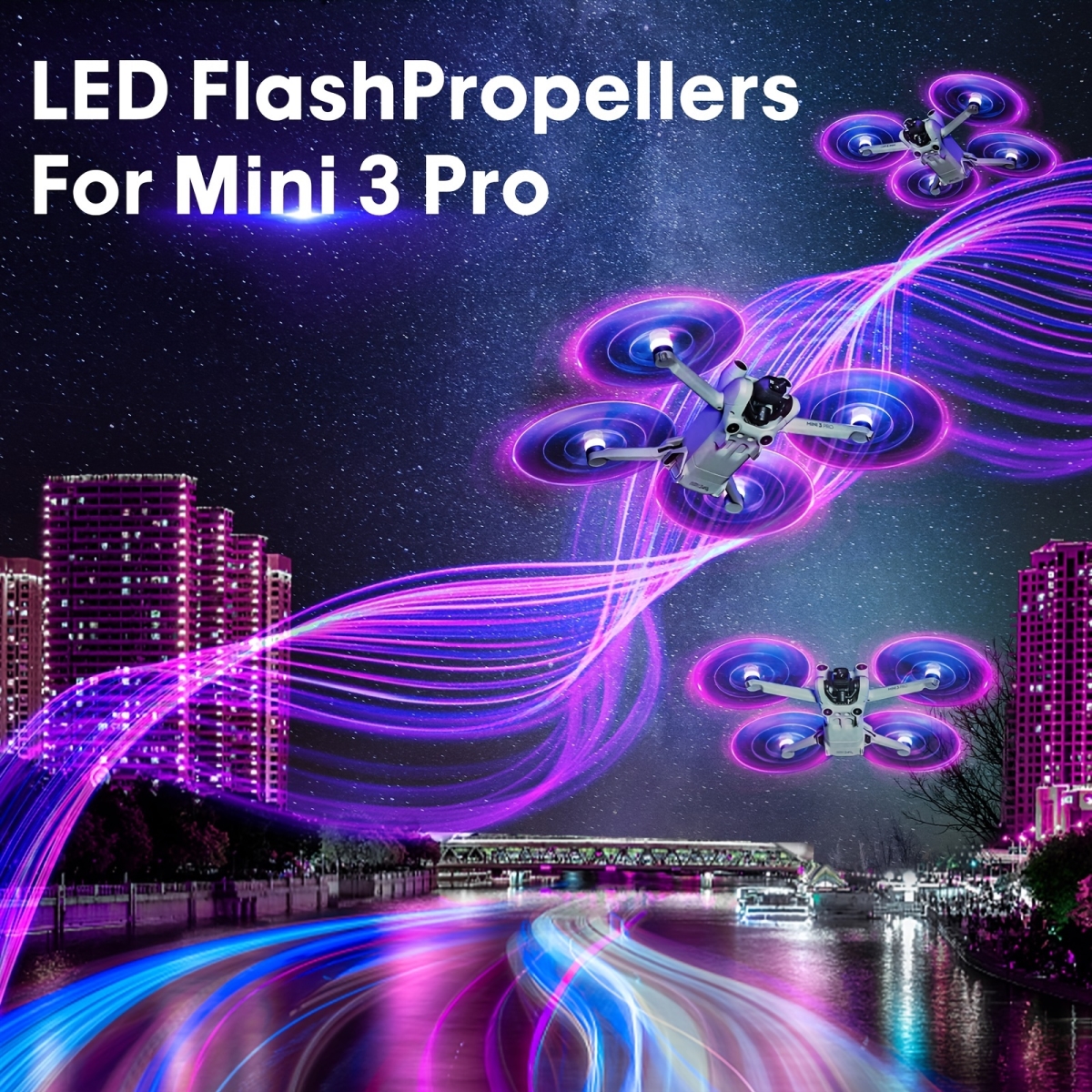 NT30976 Low-Noise LED Light Flash Rechargeable Propellers for DJI Mini 3 Pro Drone Accessories, Set of 4