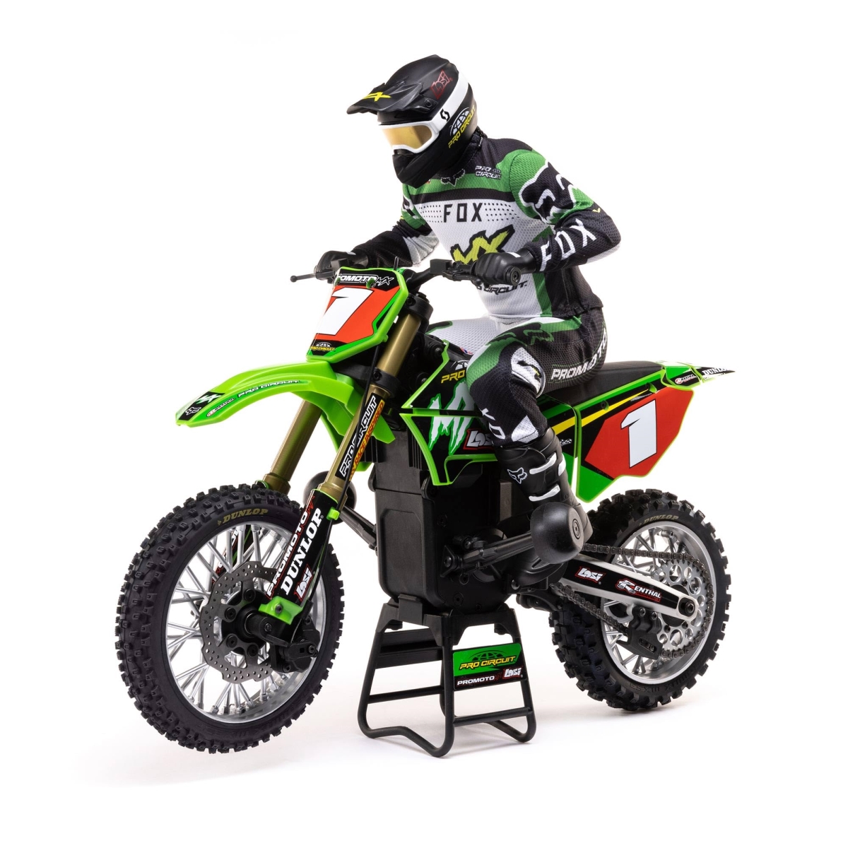 NT87557 Losi Remote Control Promoto-MX 1-4 Scale Motorcycle Ready-to-Run Combo - Green