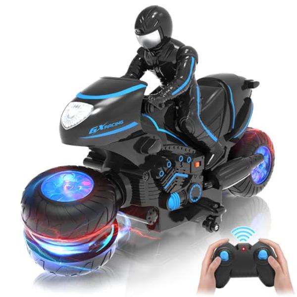 NT87627 Remote Control Motorcycle with RGB Wheels Lights, 360-degree Rotations, Drifts, High-Speed