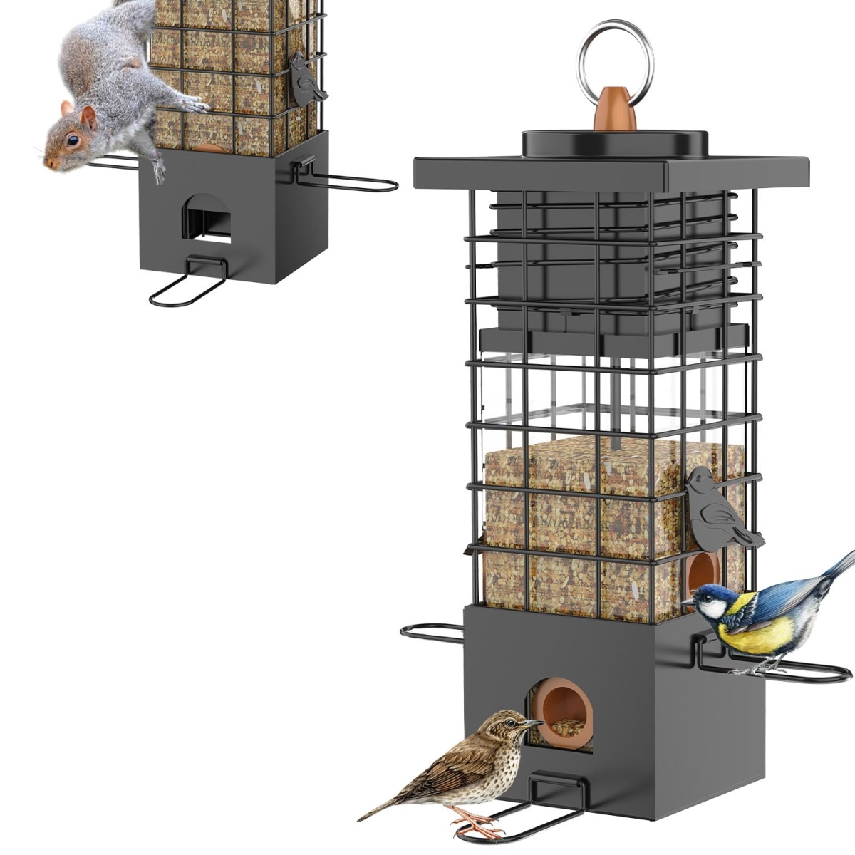 NT87632 KRUOO Metal Squirrel Proof Bird Feeder - 2.5 lbs Capacity