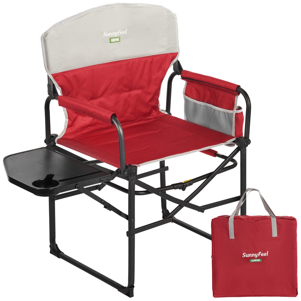 NT87689 SUNNYFEEL Camping Directors Chair - Heavy Duty, Oversized Portable Folding Chair with Side Table