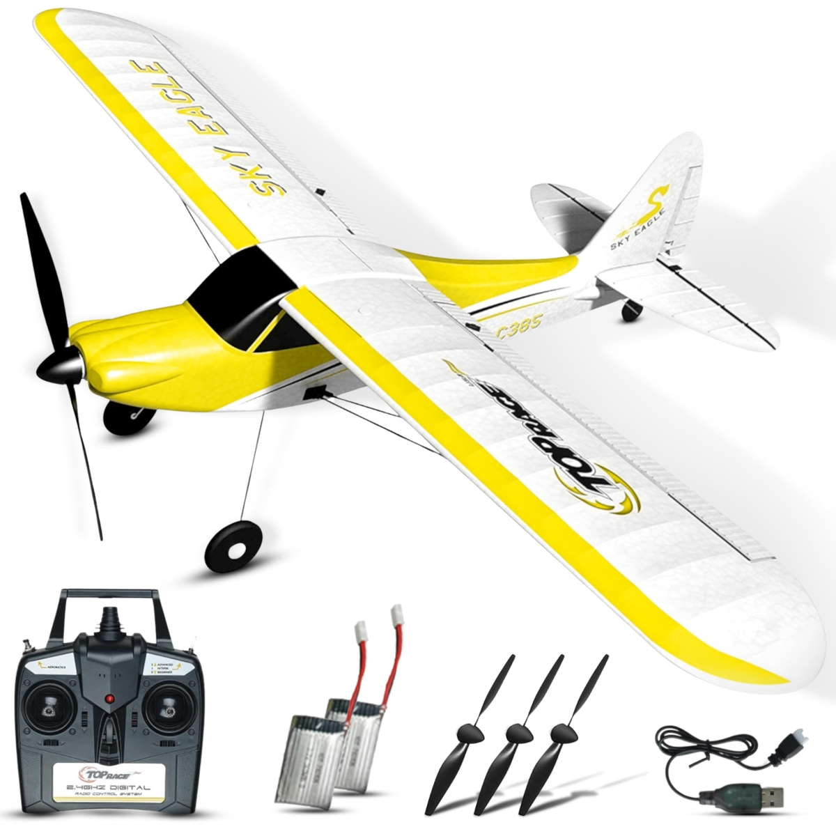 NT87697 20 in. Top Race Remote Control Plane - Remote Control Airplane with 4 Channel Stunt Flying Wing Span, 6-Axis Gyro Stabilizer